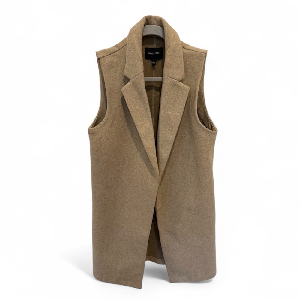 Love Tree Women's Beige Long Sleeveless Vest